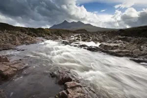 Sgurr Nan Gillean Prints: River Sligachan tumbling over rocks with Sgurr nan Gillean in distance
