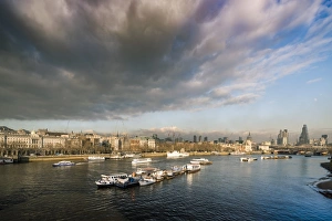 Typically British Prints: The River Thames looking North East from Waterloo Bridge, London, England, United Kingdom