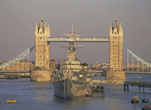 Tour Prints: River Thames, Tower Bridge and HMS Belfast, London, England, UK, Europe