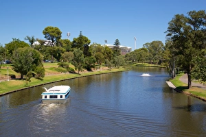 South Australia Prints: River Torrens and Popeye boat from Foot Bridge, Adelaide, South Australia, Oceania