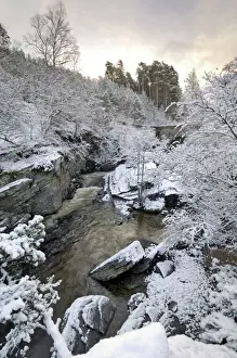 Highlands Prints: River Tromie in winter snow, Drumguish near Kingussie, Highlands, Scotland