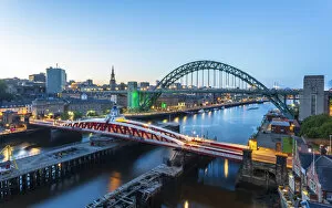 River Tyne Collection: River Tyne, The Swing Bridge, Tyne Bridge and Millennium Bridge, Newcastle, Tyne and Wear