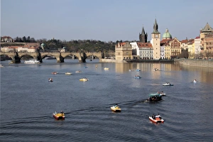 Pedalo Prints: River Vltava, Old Town, Prague, Czech Republic, Europe