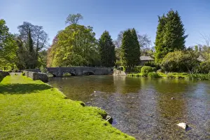 Springtime Prints: The River Wye and Sheepwash Bridge in Ashford in the water in springtime, Derbyshire Dales