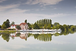 Yonne Prints: The River Yonne in the town of Joigny, Yonne, Burgundy, France, Europe