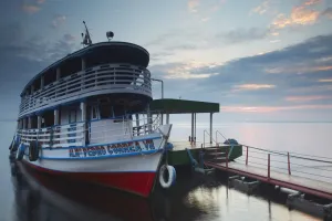 Manaus Prints: Riverboat moored on Rio Negro, Manaus, Amazonas, Brazil, South America