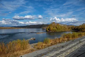Geography Prints: Rivers meet at the confluence of the Big and Little Yenisey near Kyzyl in Russia