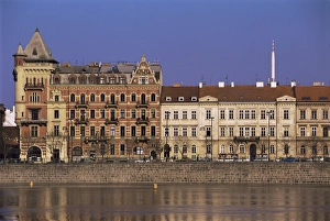 Stare Mesto Prints: Riverside Baroque buildings, Stare mesto, Prague, Czech Republic, Europe