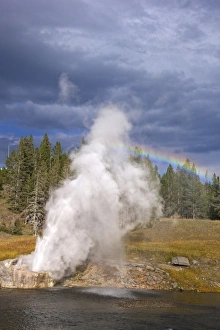 Rain Bow Prints: Riverside Geyser, Upper Geyser Basin