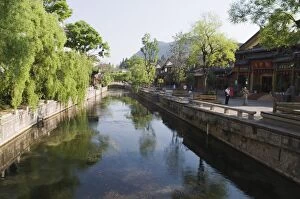 Riverside traditional architecture in Lijiang Old Town, UNESCO World Heritage Site