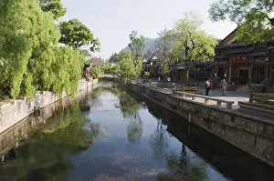 Li Jiang Prints: Riverside traditional architecture in Lijiang Old Town, UNESCO World Heritage Site