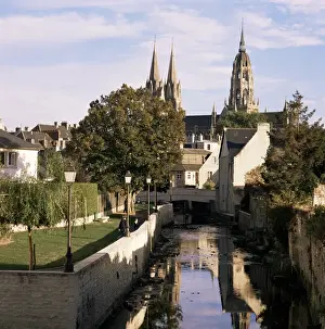 Bayeux Prints: Riverside walk, Bayeux, Basse Normandie (Normandy), France, Europe