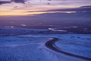 Images Dated 21st October 2008: Road 94, Largarfjlot Valley north of Egilsstadir, at sunset, East Fjords