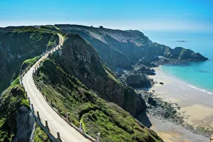 Connection Gallery: Road connecting the narrow isthmus of Greater and Little Sark, Channel Islands, United Kingdom