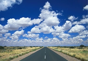 Road Markings Prints: Road Leading to the Hoizon, Namibia, Africa
