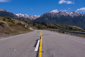 Road Markings Prints: Road leading into Los Alerces National Park, Chubut, Patagonia, Argentina, South America