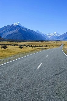 Road leading to Mount Cook National Park, South Island, New Zealand, Pacific