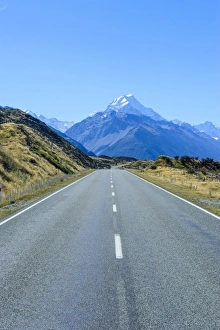 Road leading to Mount Cook National Park, South Island, New Zealand, Pacific