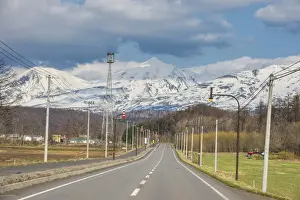Road leading to the spectacular mountains of the Daisetsuzan National Park, UNESCO