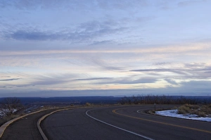 Mesa Verde Prints: Road markings and sunset on the drive into Mesa Verde