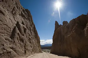 Road passing through dramatic rock formations of Calchaqui valleys, Argentina, South