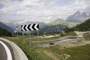 Road Sign Prints: Road, Sassolungo Mountains
