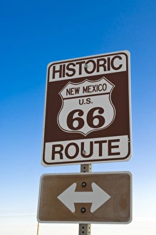 Images Dated 15th July 2008: Road sign along historic Route 66, New Mexico, United States of America, North America