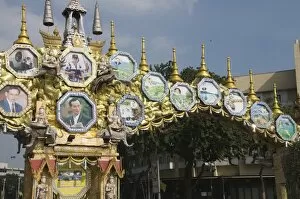 Road sign with images of Royal Family, Bangkok, Thailand, Southeast Asia, Asia