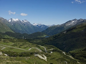 The road to Splugen Pass, Canton Graubunden, Swiss Alps, Switzerland, Europe