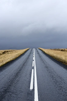 Iceland Gallery: Road stretching away towards stormy sky, Snaefellsnes Peninsula, Iceland, Polar Regions