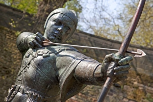 Nottingham Prints: Robin Hood statue, Nottingham, Nottinghamshire, England, United Kingdom, Europe