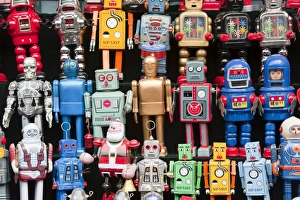 Images Dated 25th April 2010: Robots, toy shop, Panjiayuan flea market, Chaoyang District, Beijing, China, Asia