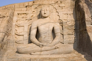 Sinelese Prints: Rock carved granite image of the seated Buddha