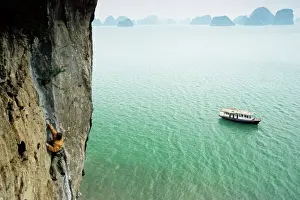 Rock Climber Prints: Rock climber, Halong Bay (Ha-Long Bay) (Ha Long Bay), UNESCO World Heritage Site