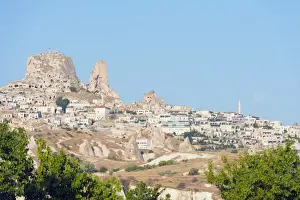 Rock-cut topography at Uchisar, UNESCO World Heritage Site, Cappadocia, Anatolia