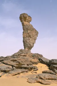 Akakus Prints: Rock formation called the finger of Allah, Akakus, Sahara desert