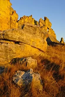 Images Dated 22nd August 2007: Rock formation shimmering golden at sunset in the Isalo National Park, Madgascar, Africa