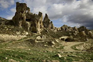 Asia Minor Prints: Rock formations and cave houses in Goreme, Cappadocia, Anatolia, Turkey, Asia Minor, Asia