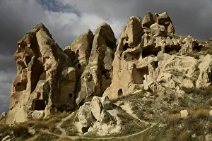 Asia Minor Prints: Rock formations and cave houses in Goreme, Cappadocia, Anatolia, Turkey, Asia Minor, Asia