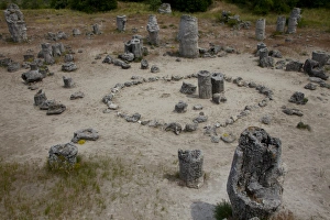 Bulgarian Prints: Rock formations known as the Stone Forest, 50 million year old tree-like stone columns