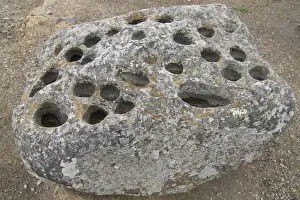 Southern Highlands Prints: Rock with holes of uncertain use at the most important Inca site in Ecuador