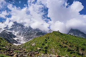 Rugged Terrain Prints: Rock landscape in front of the Mountains