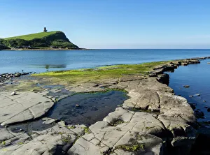 Rock Ledges and Clavell Tower in Kimmeridge Bay, Isle of Purbeck, Jurassic Coast