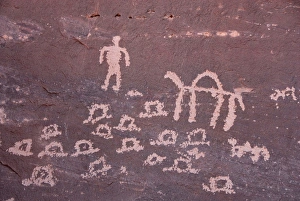 Akakus Prints: Rock paintings at Inchalt, Ghat, Akakus, Libya, North Africa, Africa