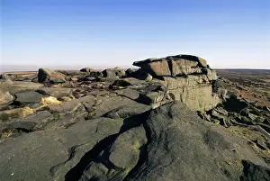 Rock patterns, Stanage Edge, Peak District National Park, Derbyshire, England