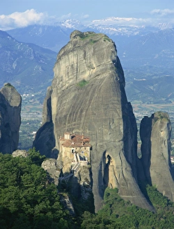 Rock pillars, and the Monastery of Roussanou, at Meteora, UNESCO World Heritage Site
