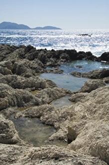 Cephalonia Prints: Rock pools where locals collect salt