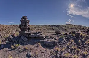 Geological Formation Prints: A rock spire sculpted by the wind on Crystal Mesa west of Hamilili Point in Petrified Forest National Park
