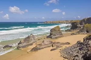 Images Dated 19th June 2009: Rock stacks, beach and rugged coastline at Bedruthan Steps, North Cornwall