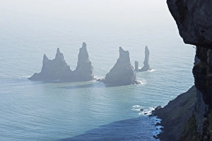 Reynisdrangar Prints: Rock stacks off the coast at Reynisdrangar, Vik, Southern Region, Iceland, Polar Regions